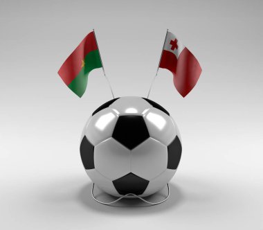Burkina-Faso - Tonga Futbol Bayrakları, Beyaz Arkaplan - 3D Render