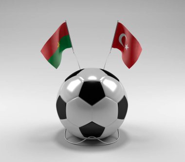 Burkina-Faso - Türkiye Futbol Bayrakları, Beyaz Arkaplan - 3D Render
