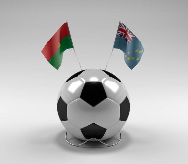 Burkina-Faso - Tuvalu Futbol Bayrakları, Beyaz Arkaplan - 3D Render