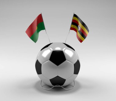 Burkina-Faso - Uganda Futbol Bayrakları, Beyaz Arkaplan - 3D Render
