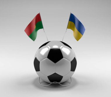Burkina-Faso - Ukrayna Futbol Bayrakları, Beyaz Arkaplan - 3D Render