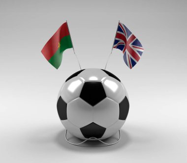 Burkina-Faso - Birleşik Krallık Futbol Bayrakları, Beyaz Arkaplan - 3D Render