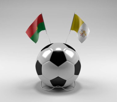 Burkina-Faso - Vatikan-Şehir Futbol Bayrakları, Beyaz Arkaplan - 3D Render