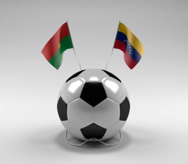 Burkina-Faso - Venezuela Futbol Bayrakları, Beyaz Arkaplan - 3D Render