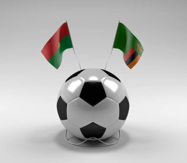 Burkina-Faso - Zambiya Futbol Bayrakları, Beyaz Arkaplan - 3D Render