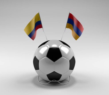 Kolombiya - Ermenistan Futbol Bayrakları, Beyaz Arkaplan - 3D Render