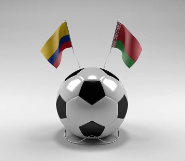 Kolombiya - Beyaz Futbol Bayrakları, Beyaz Arkaplan - 3D Render