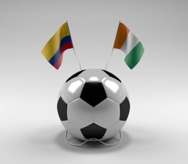 Kolombiya - Cote-D-Fildişi Futbol Bayrakları, Beyaz Arkaplan - 3D Yapılandırma