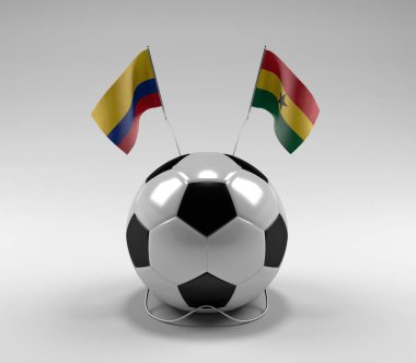 Kolombiya - Gana Futbol Bayrakları, Beyaz Arkaplan - 3D Render