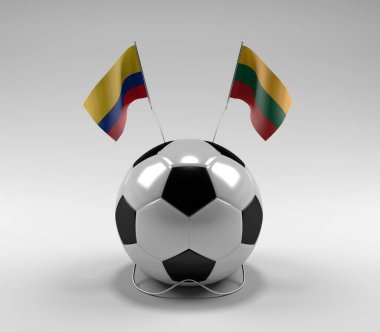 Kolombiya - Litvanya Futbol Bayrakları, Beyaz Arkaplan - 3D Render