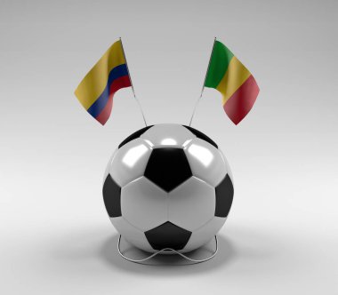 Kolombiya - Mali Futbol Bayrakları, Beyaz Arkaplan - 3D Render