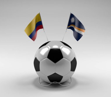 Kolombiya - Marshall Adaları Futbol Bayrakları, Beyaz Arkaplan - 3D Render