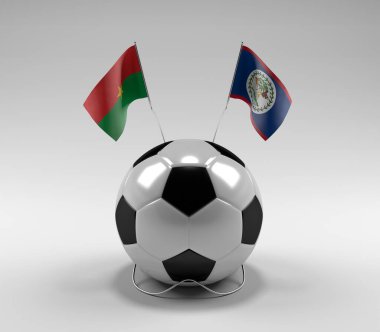 Burkina-Faso - Belize Futbol Bayrakları, Beyaz Arkaplan - 3D Render