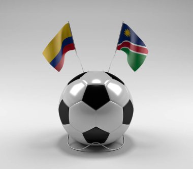 Kolombiya - Namibya Futbol Bayrakları, Beyaz Arkaplan - 3D Render