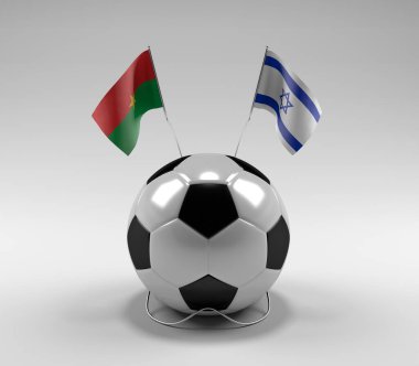Burkina-Faso - İsrail Futbol Bayrakları, Beyaz Arkaplan - 3D Render