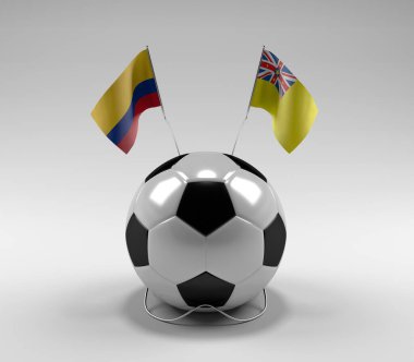 Kolombiya - Niue Futbol Bayrakları, Beyaz Arkaplan - 3D Render