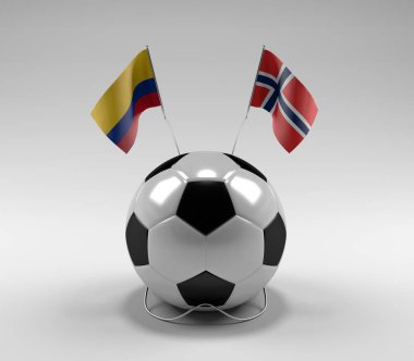 Kolombiya - Norveç Futbol Bayrakları, Beyaz Arkaplan - 3D Render
