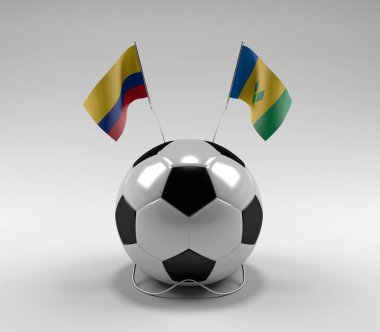 Kolombiya - Saint-Vincent-and the-Grenadines Futbol Bayrakları, Beyaz Arkaplan - 3D