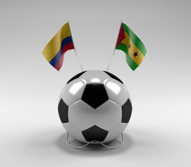 Kolombiya - Sao-Tome-Principe Futbol Bayrakları, Beyaz Arkaplan - 3D Render