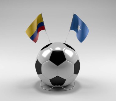 Kolombiya - Somali Futbol Bayrakları, Beyaz Arkaplan - 3D Render