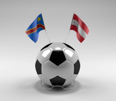 Kongo Demokratik Cumhuriyeti - Avusturya Futbol Bayrakları, Beyaz Arkaplan - 3D Render
