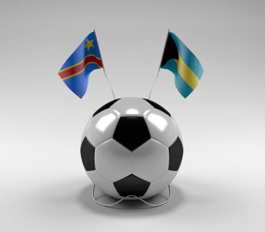 Kongo Demokratik Cumhuriyeti - Bahamalar Futbol Bayrakları, Beyaz Arkaplan - 3D Render