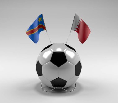 Kongo Demokratik Cumhuriyeti - Bahreyn Futbol Bayrakları, Beyaz Arkaplan - 3D Render
