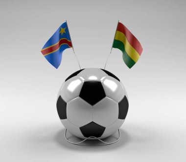 Kongo Demokratik Cumhuriyeti - Bolivya Futbol Bayrakları, Beyaz Arkaplan - 3D Render