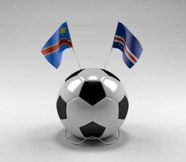 Kongo Demokratik Cumhuriyeti - Cape-Verde Futbol Bayrakları, Beyaz Arkaplan - 3D Render