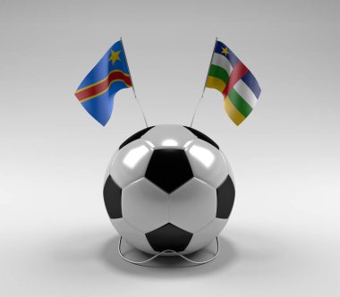 Kongo Demokratik Cumhuriyeti - Orta Afrika Cumhuriyeti Futbol Bayrakları, Beyaz Arkaplan - 3D Render