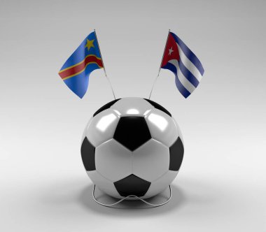 Kongo-Demokratik-Cumhuriyet - Küba Futbol Bayrakları, Beyaz Arkaplan - 3D Render
