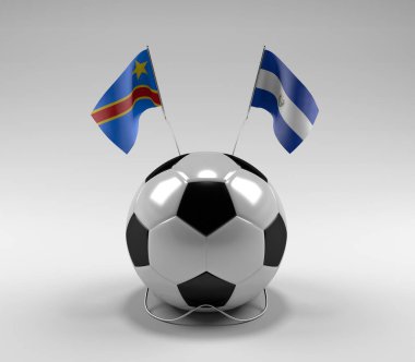 Kongo-Demokratik-Cumhuriyet - El-Salvador Futbol Bayrakları, Beyaz Arkaplan - 3D Render