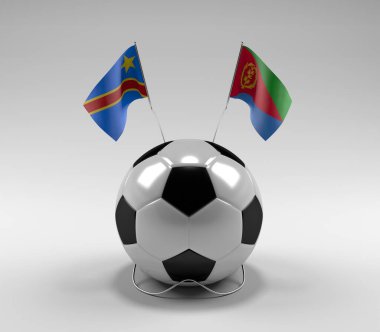 Kongo Demokratik Cumhuriyeti - Eritre Futbol Bayrakları, Beyaz Arkaplan - 3D Render