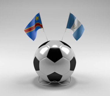 Kongo Demokratik Cumhuriyeti - Guatemala Futbol Bayrakları, Beyaz Arkaplan - 3D Render
