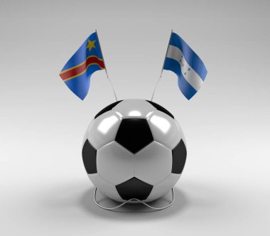 Kongo Demokratik Cumhuriyeti - Honduras Futbol Bayrakları, Beyaz Arkaplan - 3D Render