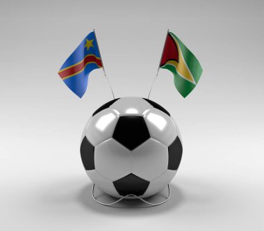 Kongo Demokratik Cumhuriyeti - Guyana Futbol Bayrakları, Beyaz Arkaplan - 3D Render