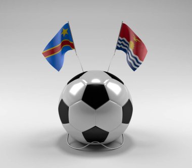 Kongo Demokratik Cumhuriyeti - Kiribati Futbol Bayrakları, Beyaz Arkaplan - 3D Render