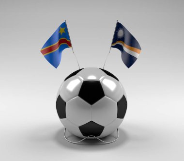 Kongo-Demokratik-Cumhuriyet - Marshall-Adaları Futbol Bayrakları, Beyaz Arkaplan - 3D Render