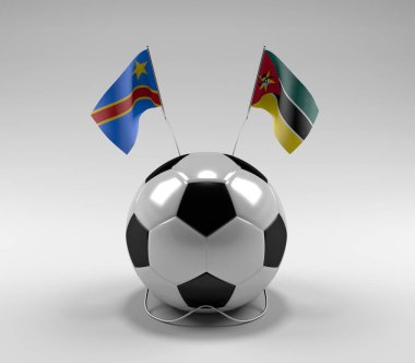 Kongo Demokratik Cumhuriyeti - Mozambik Futbol Bayrakları, Beyaz Arkaplan - 3D Render