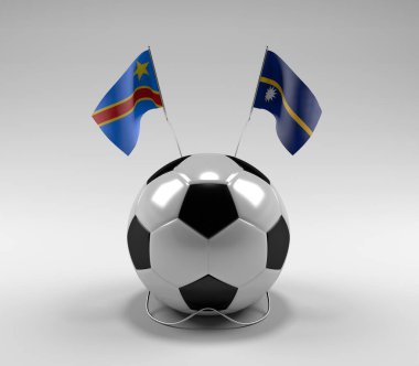 Kongo Demokratik Cumhuriyeti - Nauru Futbol Bayrakları, Beyaz Arkaplan - 3D Render