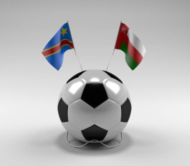 Kongo Demokratik Cumhuriyeti - Umman Futbol Bayrakları, Beyaz Arkaplan - 3D Render