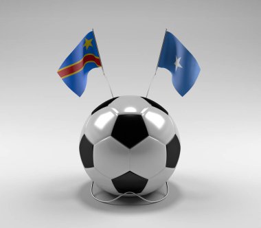 Kongo Demokratik Cumhuriyeti - Somali Futbol Bayrakları, Beyaz Arkaplan - 3D Render