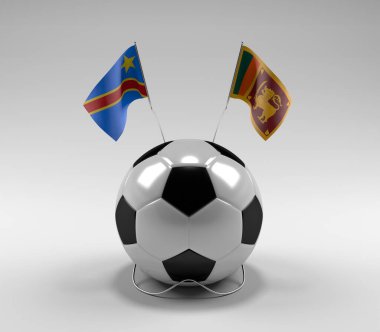 Kongo Demokratik Cumhuriyeti - Sri-Lanka Futbol Bayrakları, Beyaz Arkaplan - 3D Render