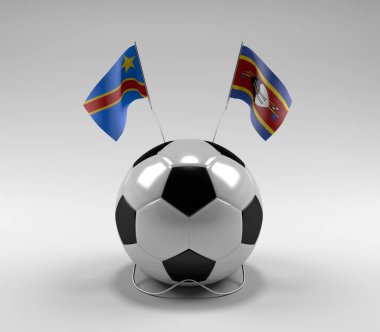 Kongo Demokratik Cumhuriyeti - Svaziland Futbol Bayrakları, Beyaz Arkaplan - 3D Render