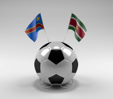 Kongo Demokratik Cumhuriyeti - Surinam Futbol Bayrakları, Beyaz Arkaplan - 3D Render