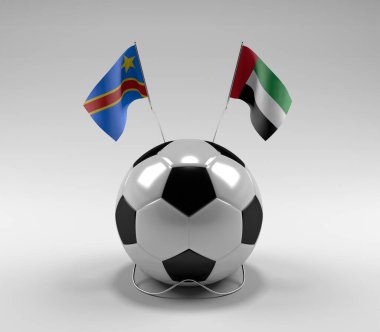Kongo-Demokratik-Cumhuriyet - Birleşik Arap-Emirlikleri Futbol Bayrakları, Beyaz Arkaplan - 3D Render
