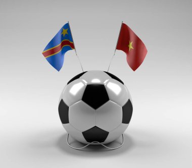 Kongo-Demokratik-Cumhuriyet - Vietnam Futbol Bayrakları, Beyaz Arkaplan - 3D Render