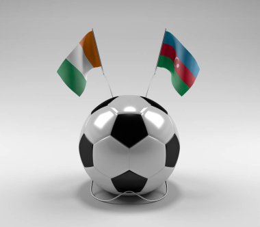 Cote-D-Ivoire - Azerbaycan Futbol Bayrakları, Beyaz Arkaplan - 3D Render