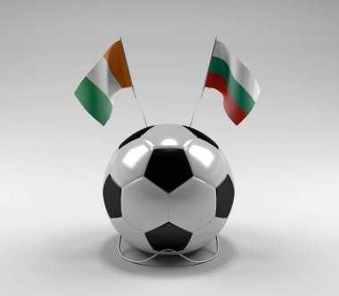 Cote-D-Ivoire - Bulgaristan Futbol Bayrakları, Beyaz Arkaplan - 3D Render