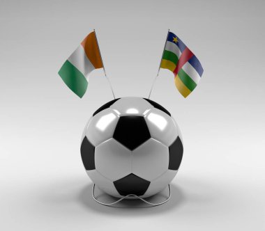 Cote-D-Ivoire - Orta Afrika Cumhuriyeti Futbol Bayrakları, Beyaz Arkaplan - 3D Render